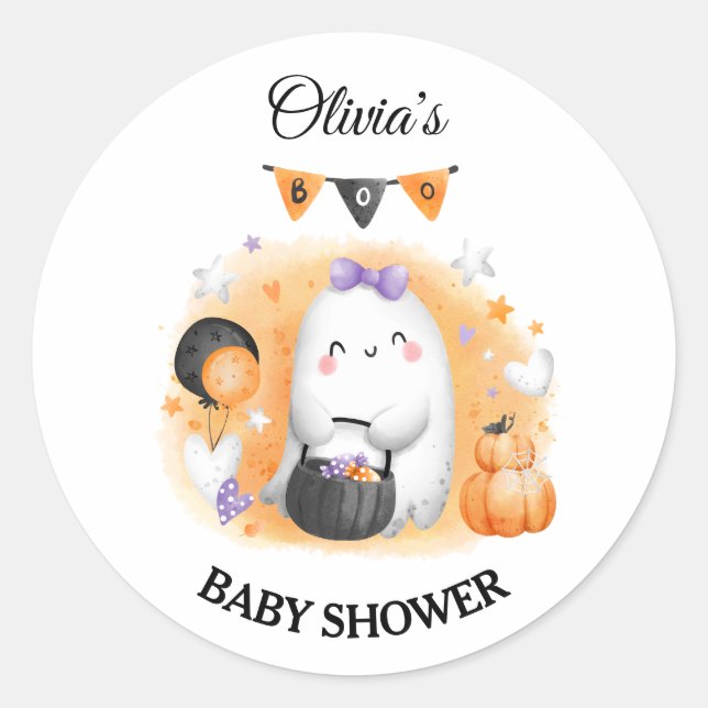Sticker Halloween Girl Baby shower mignon Fantôme (Devant)