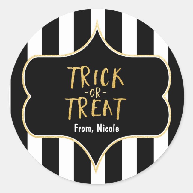 Sticker Halloween Gold TRICK OU TREAT Stried (Devant)