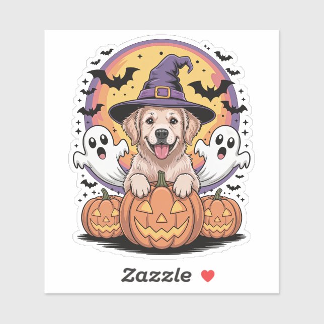 Sticker Halloween Golden Retriever (Feuille)