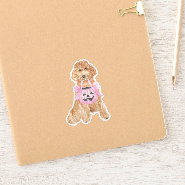 Sticker Halloween Goldendoodle Citrouille Trick ou le trai (Carnet)