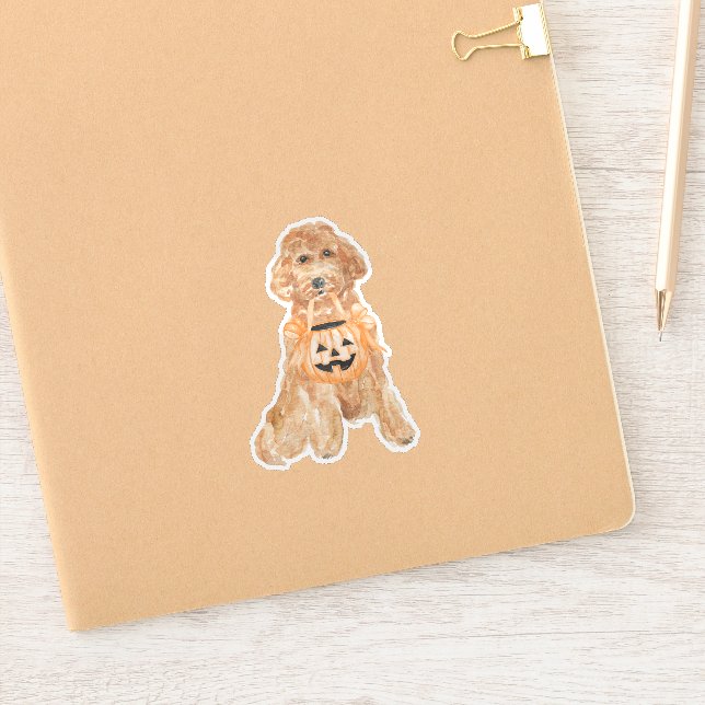 Sticker Halloween Goldendoodle Citrouille Trick ou le trai (Carnet)