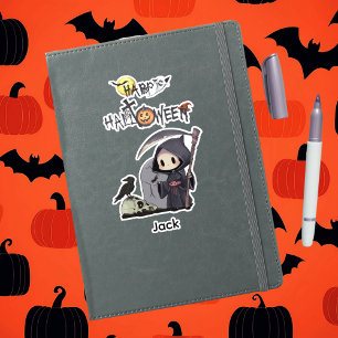 Sticker Halloween gothique du corbeau éffrayant de faucheu