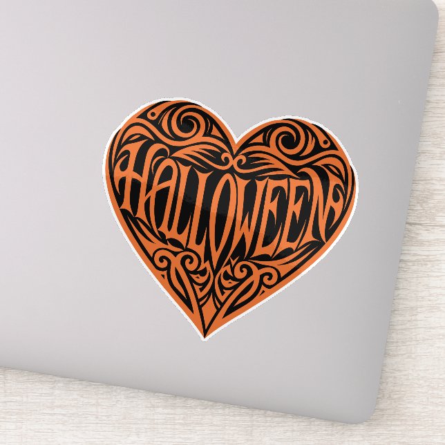 Sticker Halloween Heart, Orange Heart, Holiday (Détail)