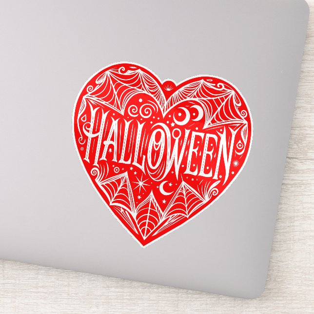 Sticker Halloween Heart, Red Heart Shape, Holiday (Détail)