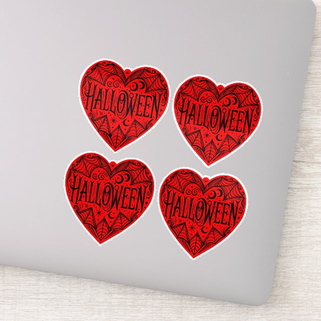 Sticker Halloween Heart, Red Heart Shape, Holiday (Détail)