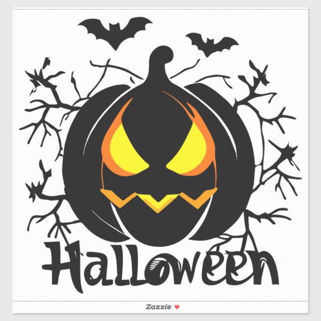 Sticker Halloween Jack-o-lanterne et chauves-souris (Feuille)