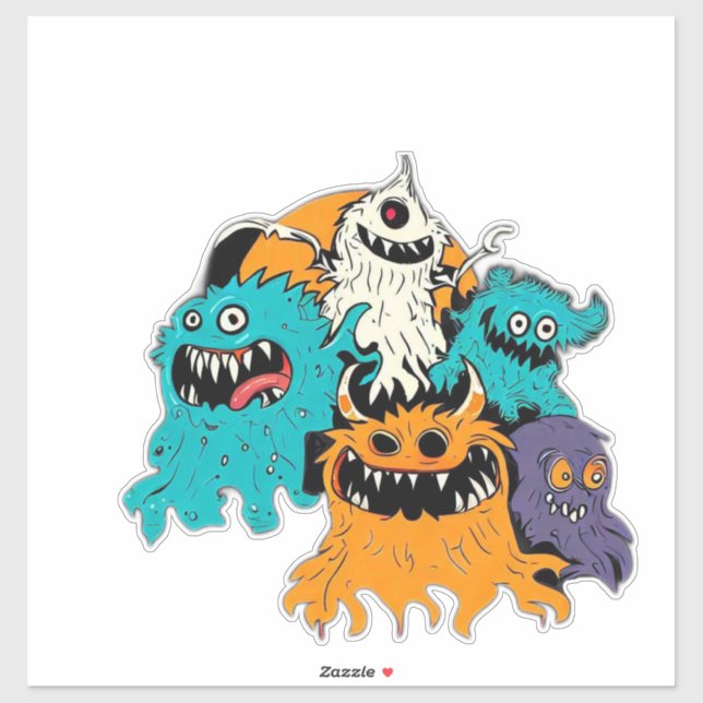 Sticker Halloween/Monstre/Octobre/Automne  (Feuille)