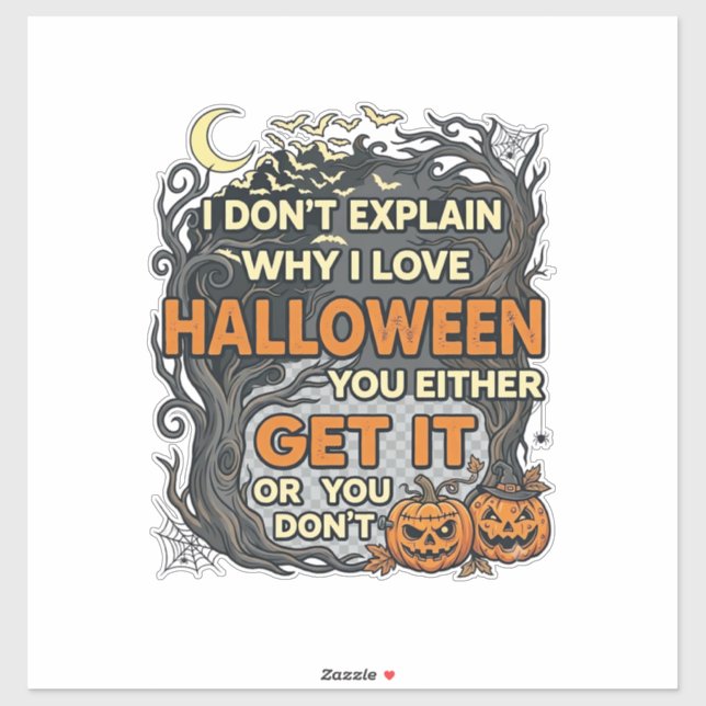 Sticker Halloween Obtenez Arbre Épouvantable Citrouilles C (Feuille)