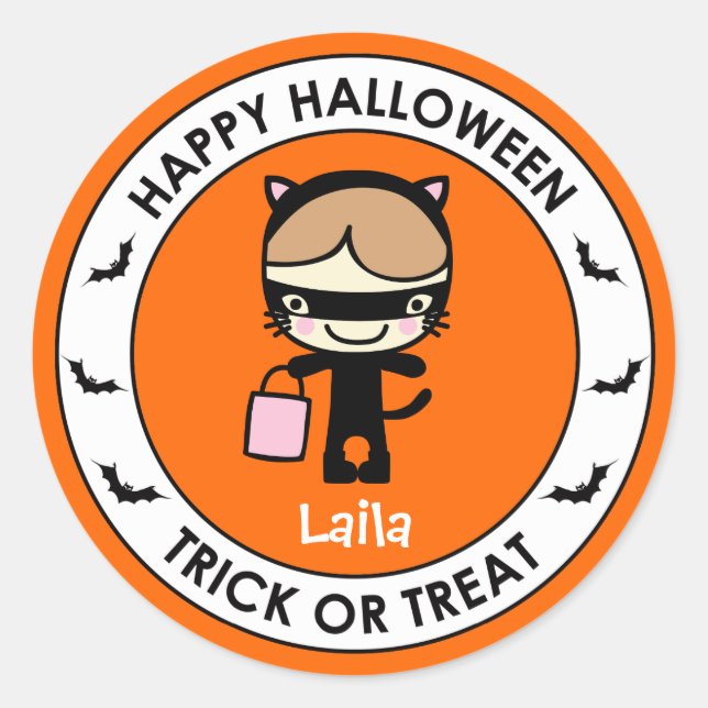 Sticker Halloween Orange Treat Bag Étiquette (Devant)