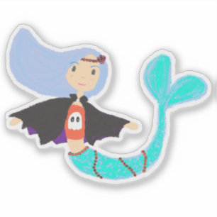 Sticker Halloween Pastel Mermaid Vampire