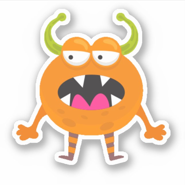 Sticker Halloween Petit Monstre Orange (Devant)