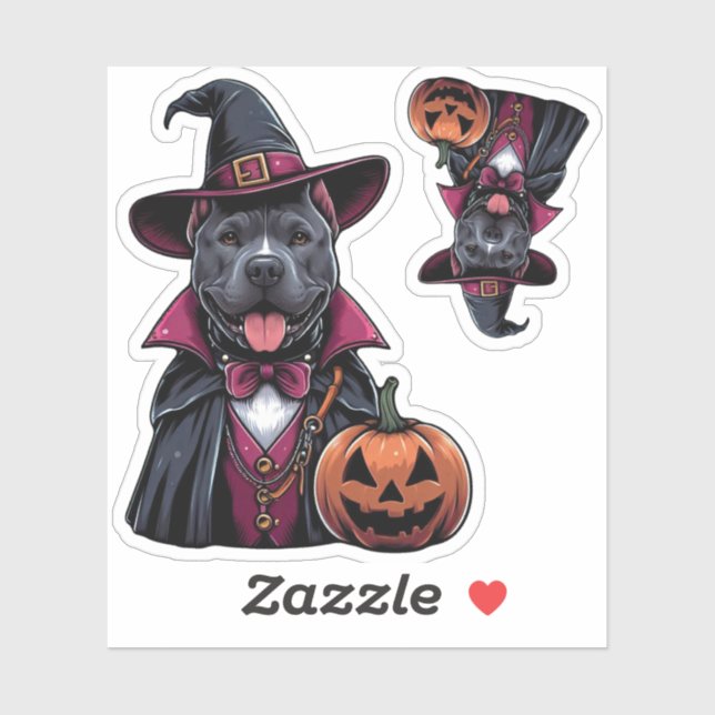 Sticker Halloween Pitbull costumé (Feuille)