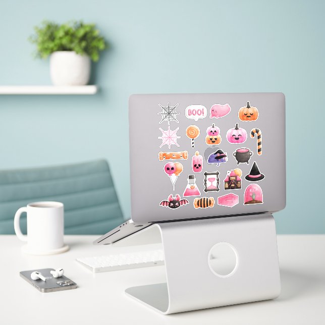 Sticker Halloween rose (Ordinateur portable sur le bureau)