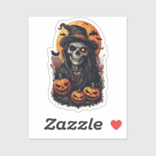 Sticker Halloween Skuls de sorcière - Éffrayant gothique