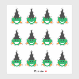 Sticker Halloween sorcière face à plaisir souriant joyeu