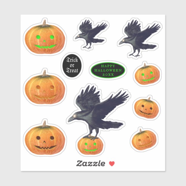 Sticker Halloween Spooktacular Citrouilles et Ravens (Feuille)