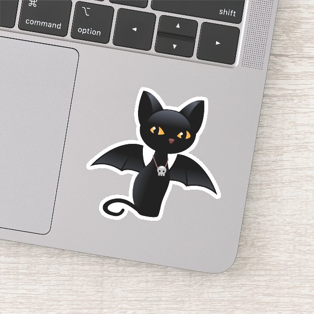 Sticker Halloween Vampire Chat noir avec ailes (Détail)