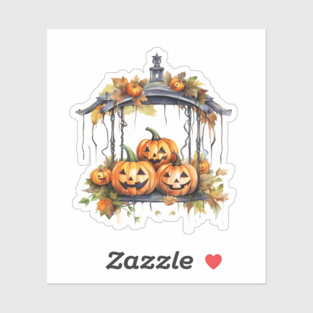 Sticker Halloween vintage Trois Citrouilles heureu (Feuille)