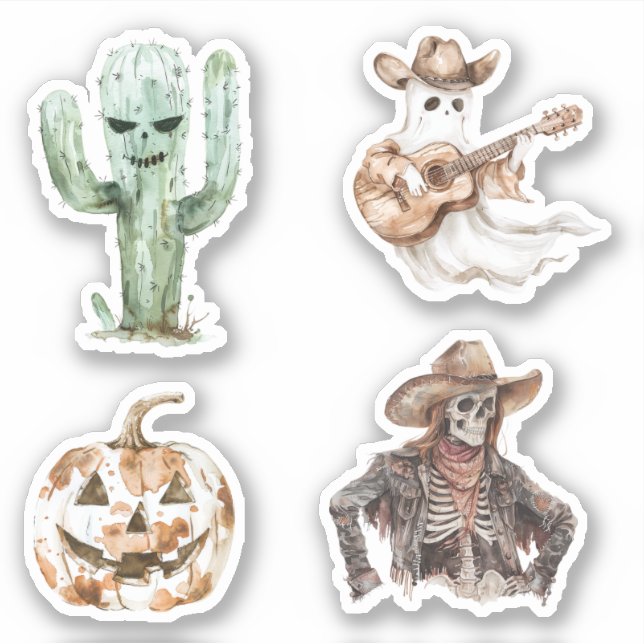 Sticker Halloween Western Cowboy Cowgirl Cactus (Devant)