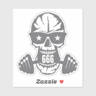 Sticker haltere musculation tete de mort bodybuilding