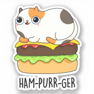 Sticker Ham-Purr-Ger Funny Chat Hamburger Pun