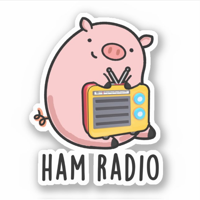 Sticker Ham Radio Funny Pig Pun (Devant)