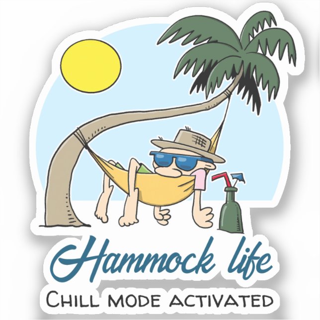 Sticker Hammock Life Chill Mode Activé Drôle Cartoon (Recto)