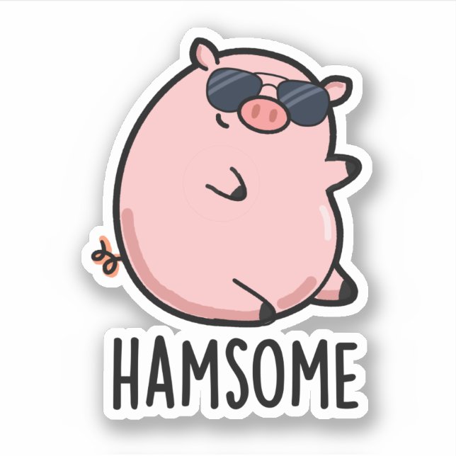 Sticker Hamsome Funny Pig Pun (Devant)