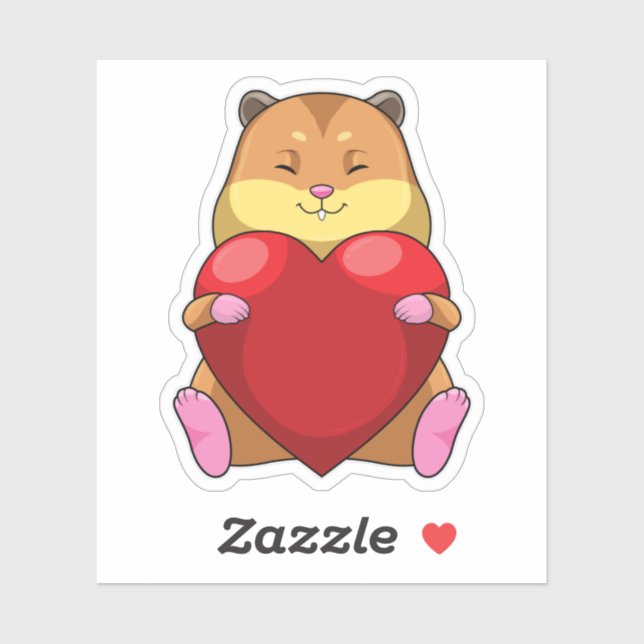 Sticker Hamster au coeur (Feuille)