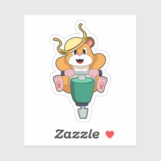 Sticker Hamster avec Jackhammer (Feuille)