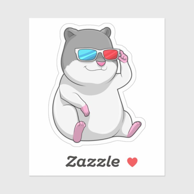 Sticker Hamster avec lunettes (Feuille)