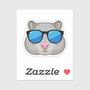 Sticker Hamster avec lunettes de soleil
