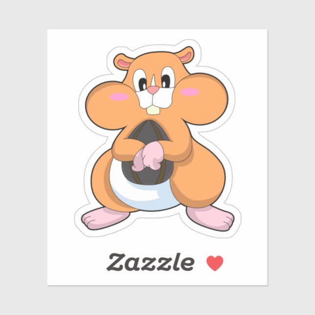 Sticker Hamster avec noyer (Feuille)