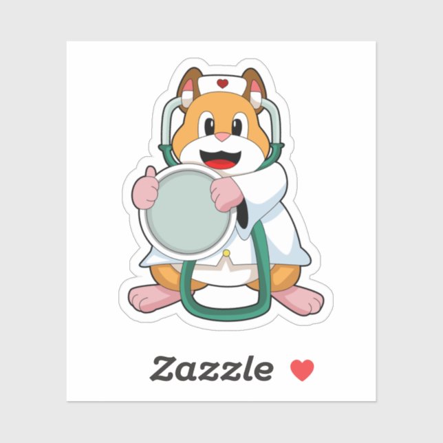 Sticker Hamster comme docteur avec Stethoscope.PNG (Feuille)