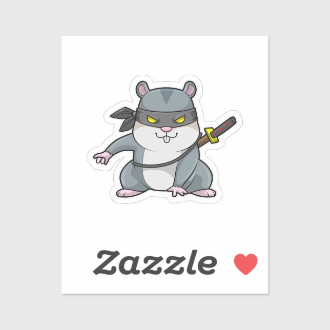 Sticker Hamster comme Ninja dans les arts martiaux avec ép (Feuille)