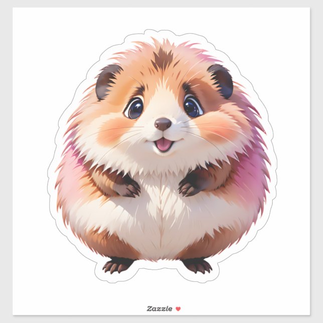 Sticker Hamster Cute Fluffy (Feuille)