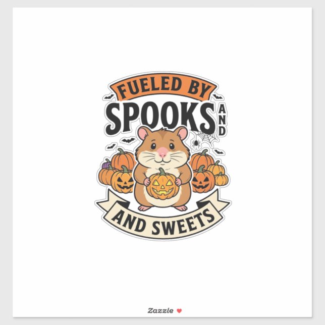 Sticker Hamster d'Halloween alimenté par les fantômes Drôl (Feuille)