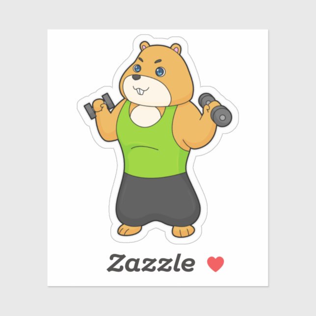 Sticker Hamster Fitness Dumbbell (Feuille)