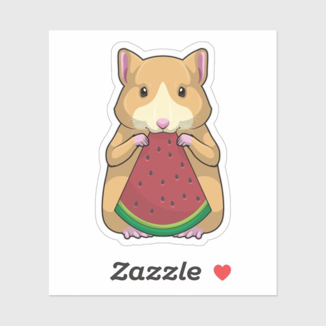 Sticker Hamster with Watermelon (Feuille)
