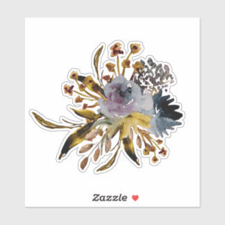 Sticker Hand-Painted Graphite Florals in Purple