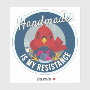 Sticker Handmade is My Resistance Badge Rond Bleu