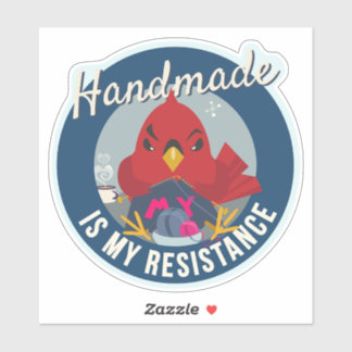 Sticker Handmade is My Resistance Badge Rond Bleu