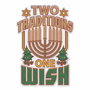 Sticker Hanoukka Deux Traditions On Souhaite Christmukkah