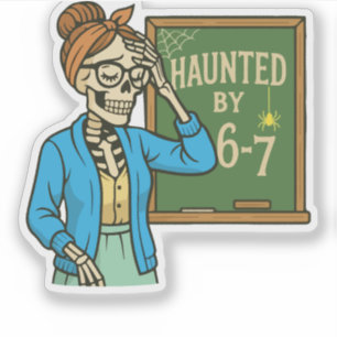 Sticker Hanté par un squelette drôle d'Halloween d'un prof