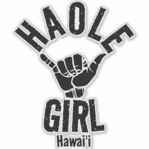 STICKER HAOLE GIRL SHAKA HAWAII