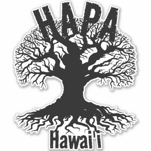 Sticker HAPA HAWAII ROOTS Blk (Devant)