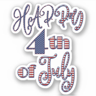 Sticker Happy 4 juillet Patriotic Stars and Stripes Texte