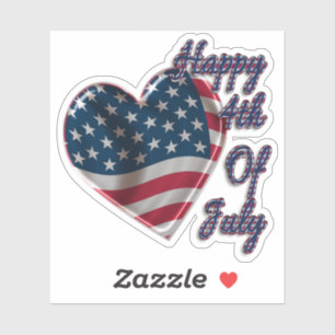 Sticker Happy 4 juillet USA Flag Heart