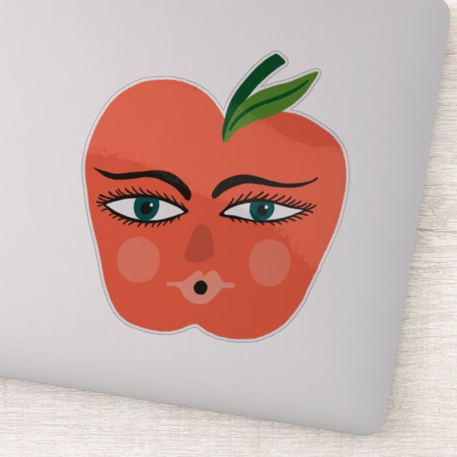 Sticker Happy Apple Whimsical (Détail)