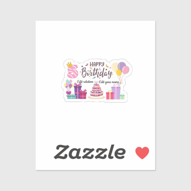 Sticker Happy Birthday Editable Design  (Feuille)